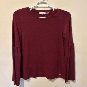 Calvin Klein Sweater Women’s Medium Maroon Red Pullover Top Shirt Cottage Core